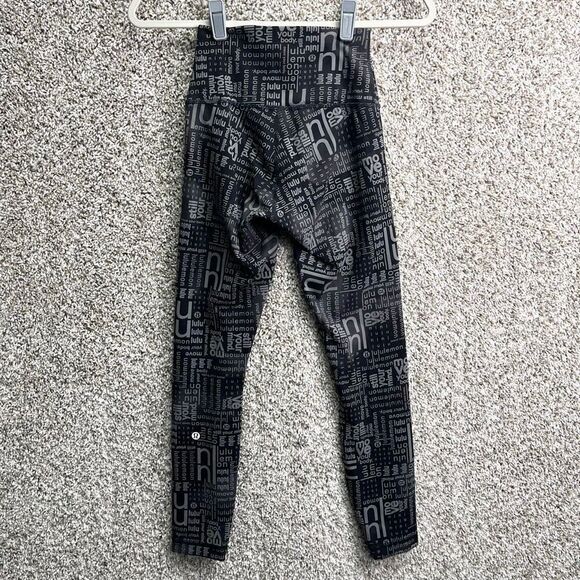 Lululemon Leggings Womens 4 Wunder Train High-Rise Ombré Black Logo Print - Picture 3 of 6